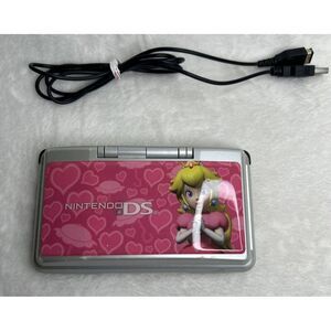 Nintendo DS NTR-001 Silver With Princess Peaches Skin with USB Charger WORKING